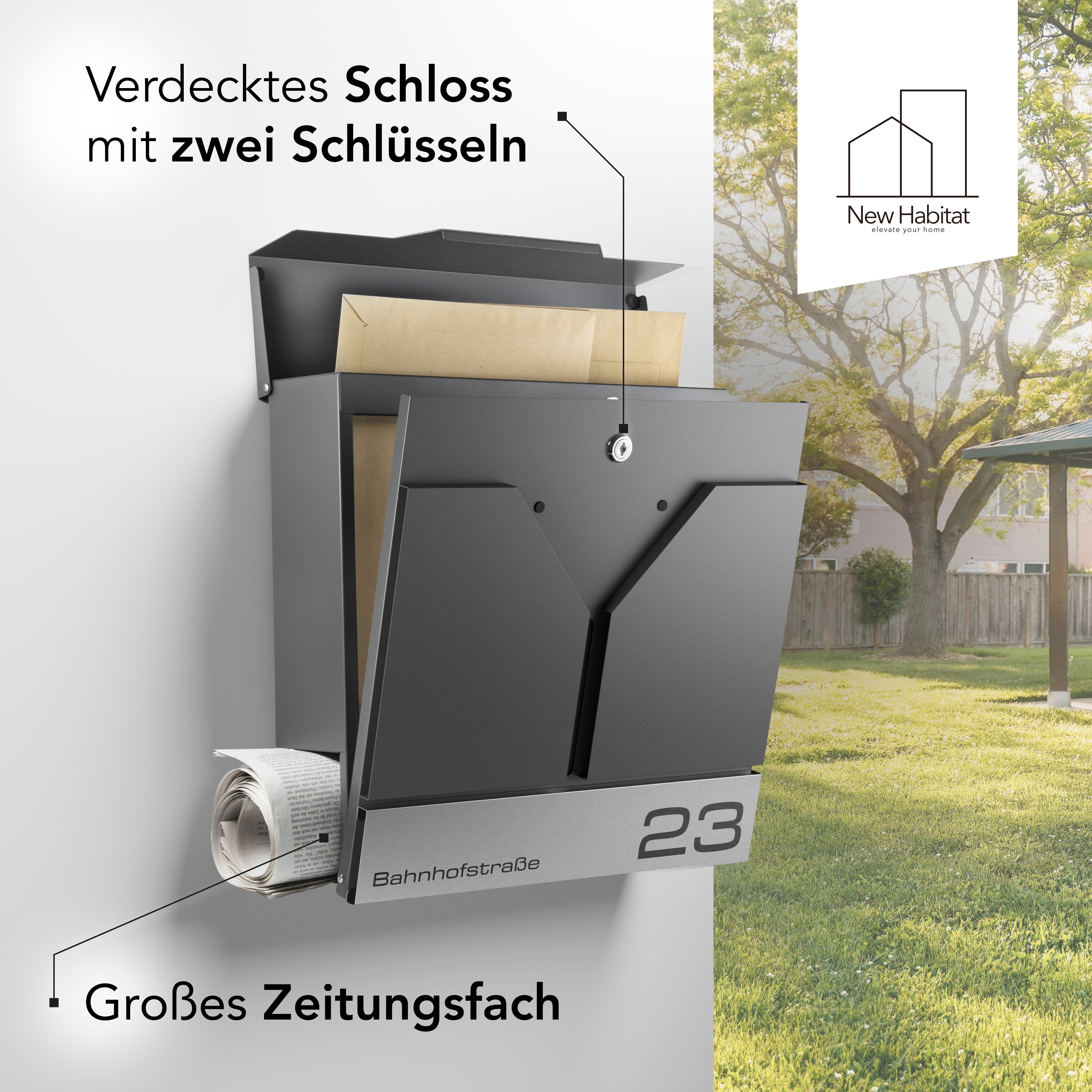 Valencia mailbox with engraving — sunny and Mediterranean, made of stainless steel