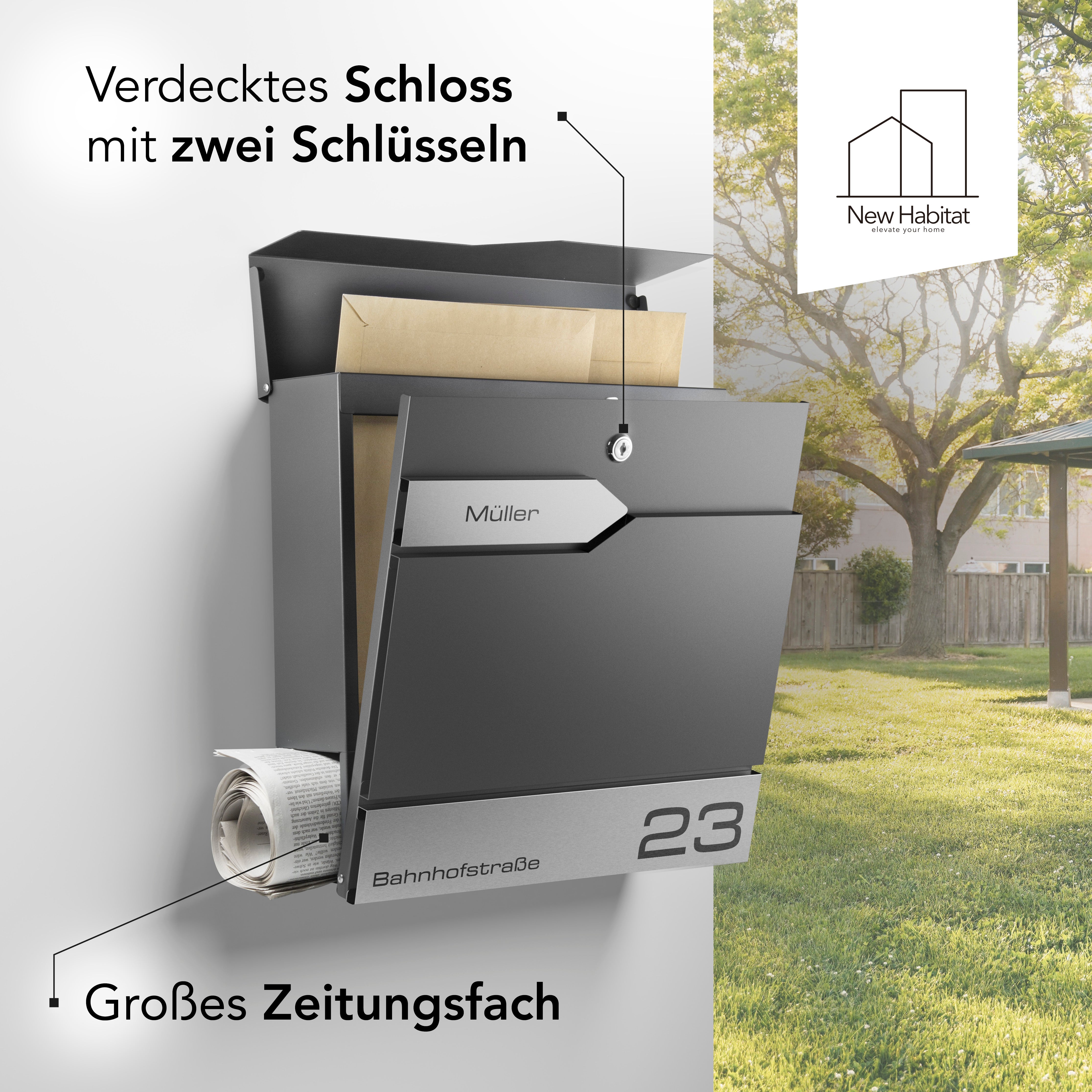 Letterbox Sydney with engraving — modern & minimalist in stainless steel