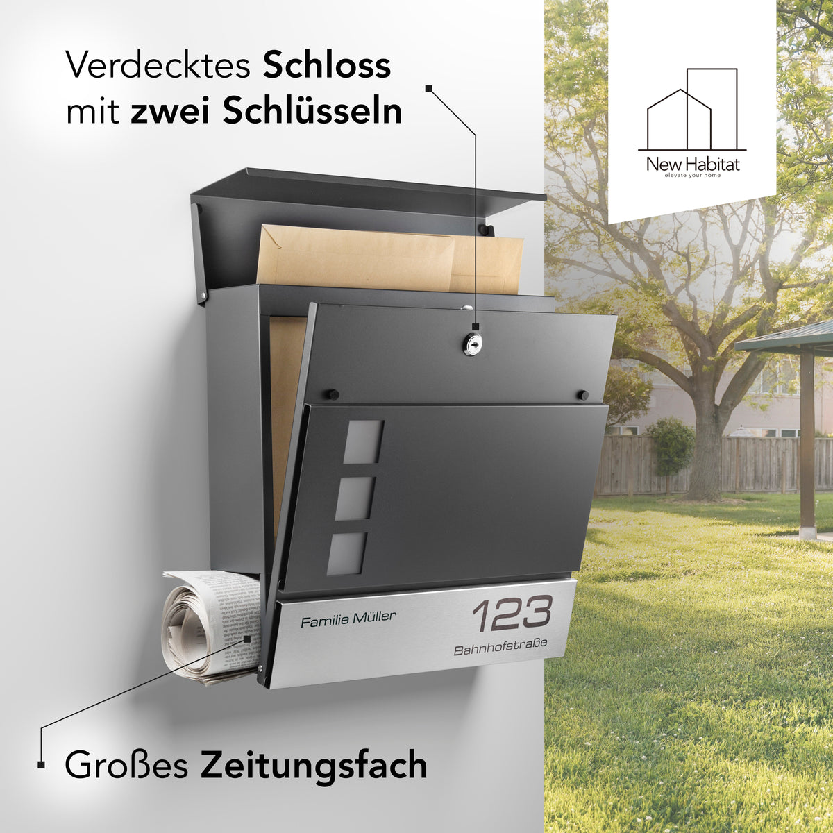 London Letterbox with Engraving — Modern Stainless Steel Design Personalized