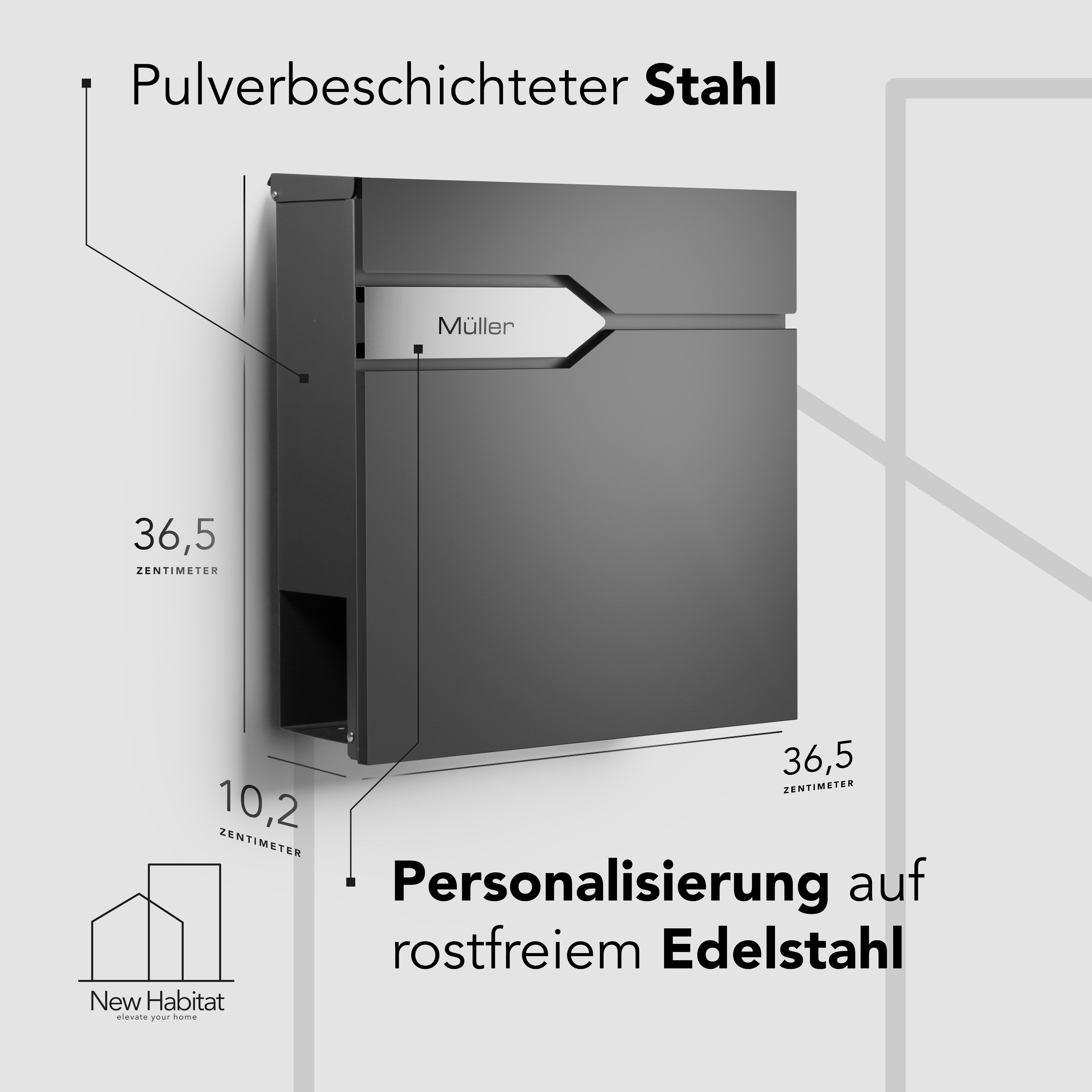 Munich Letterbox with Engraving — Robust & Timeless Stainless Steel