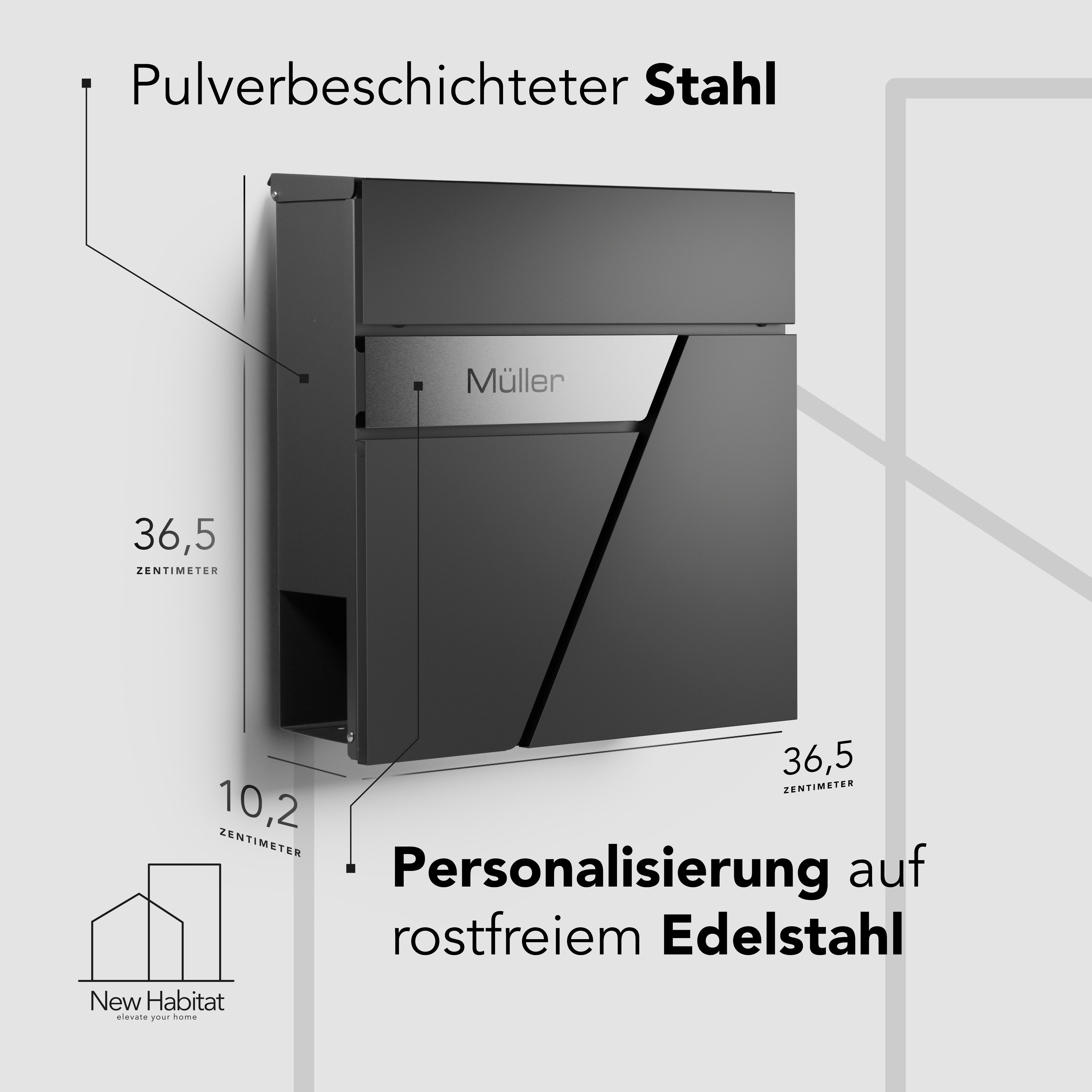 Letterbox Amsterdam with Engraving — urban-modern made of stainless steel
