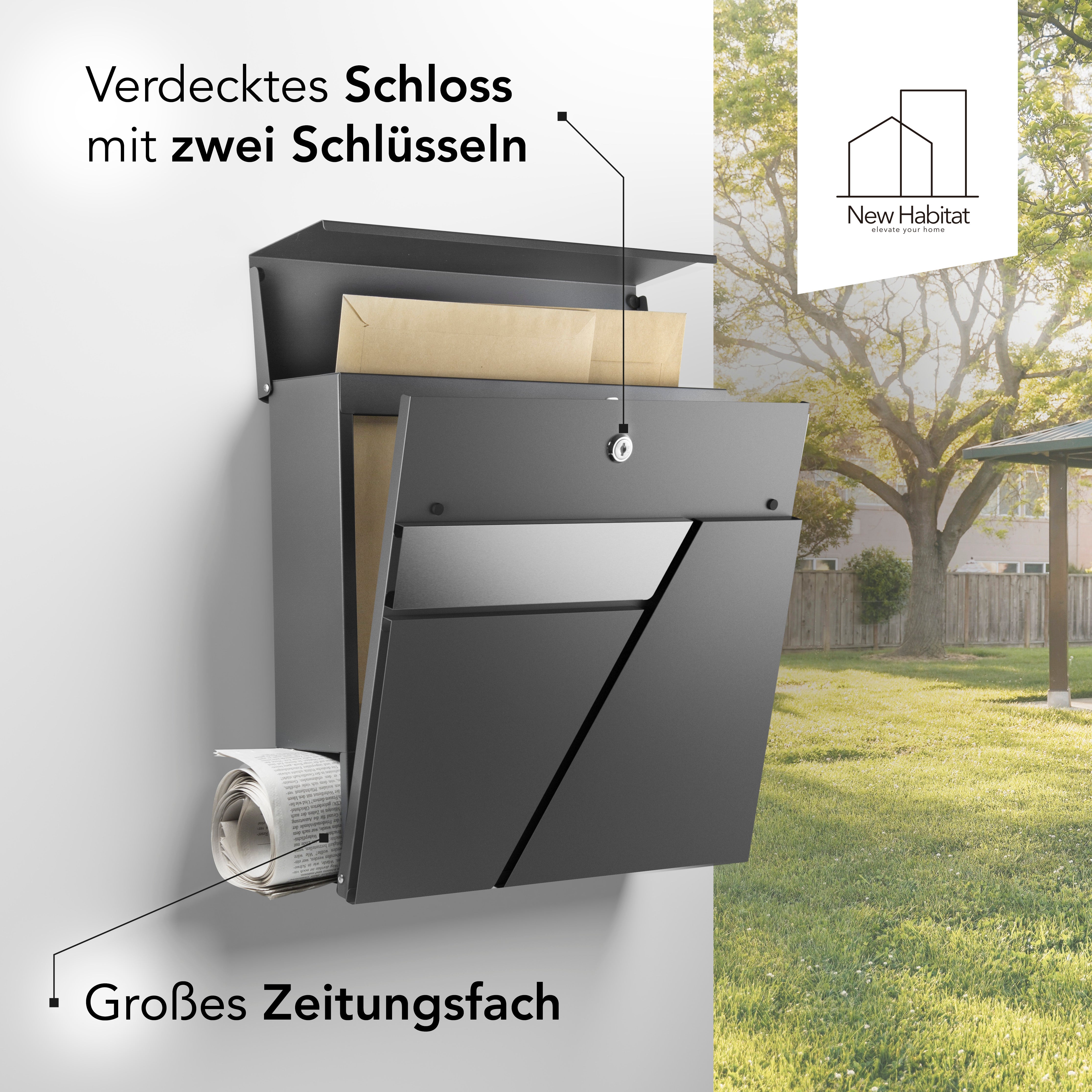 Letterbox Amsterdam - urban-modern, made of stainless steel